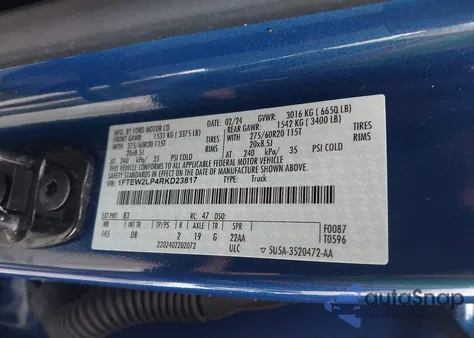 2024 Ford F-150 Stx from USA, damaged, VIN 1FTEW2LP4RKD23817